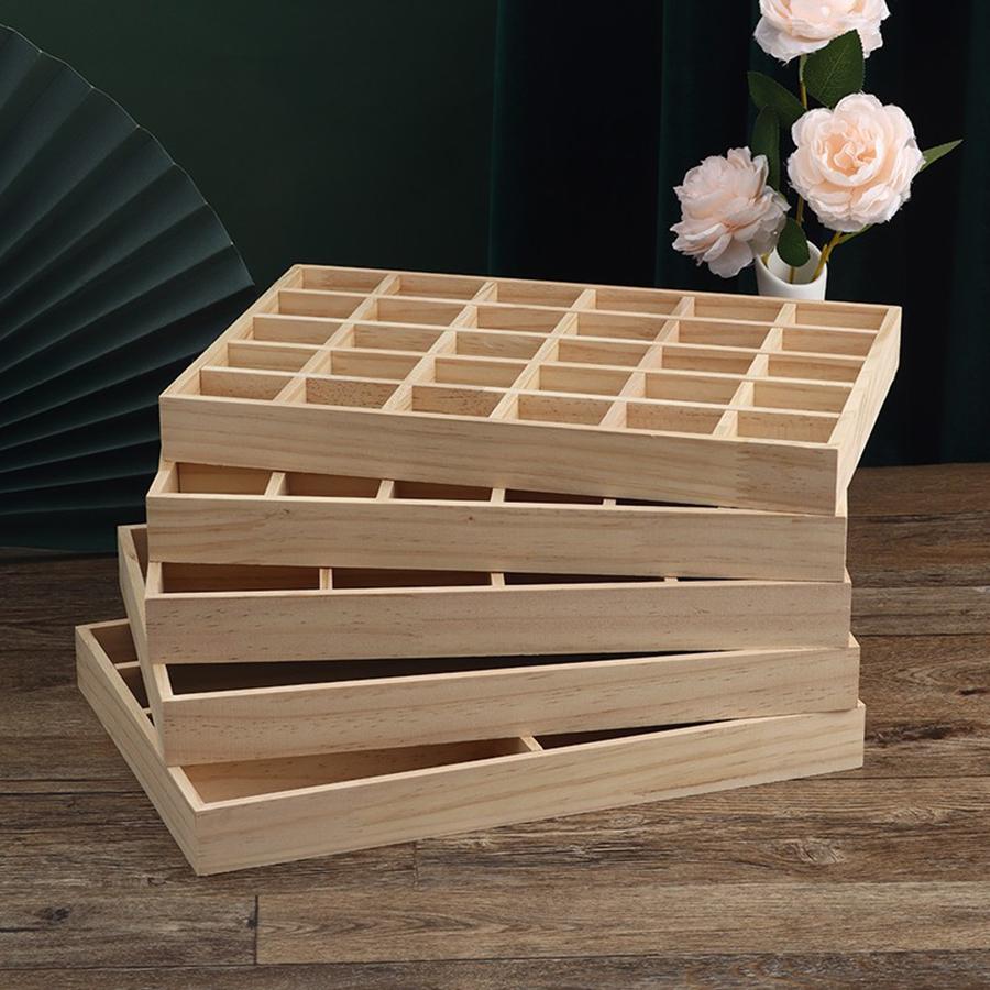 1PCS All Solid Wood Jewellery Tray Lattice Storage Tray Jewellery Loose Beads Bracelets Strings Jewellery Display Tray