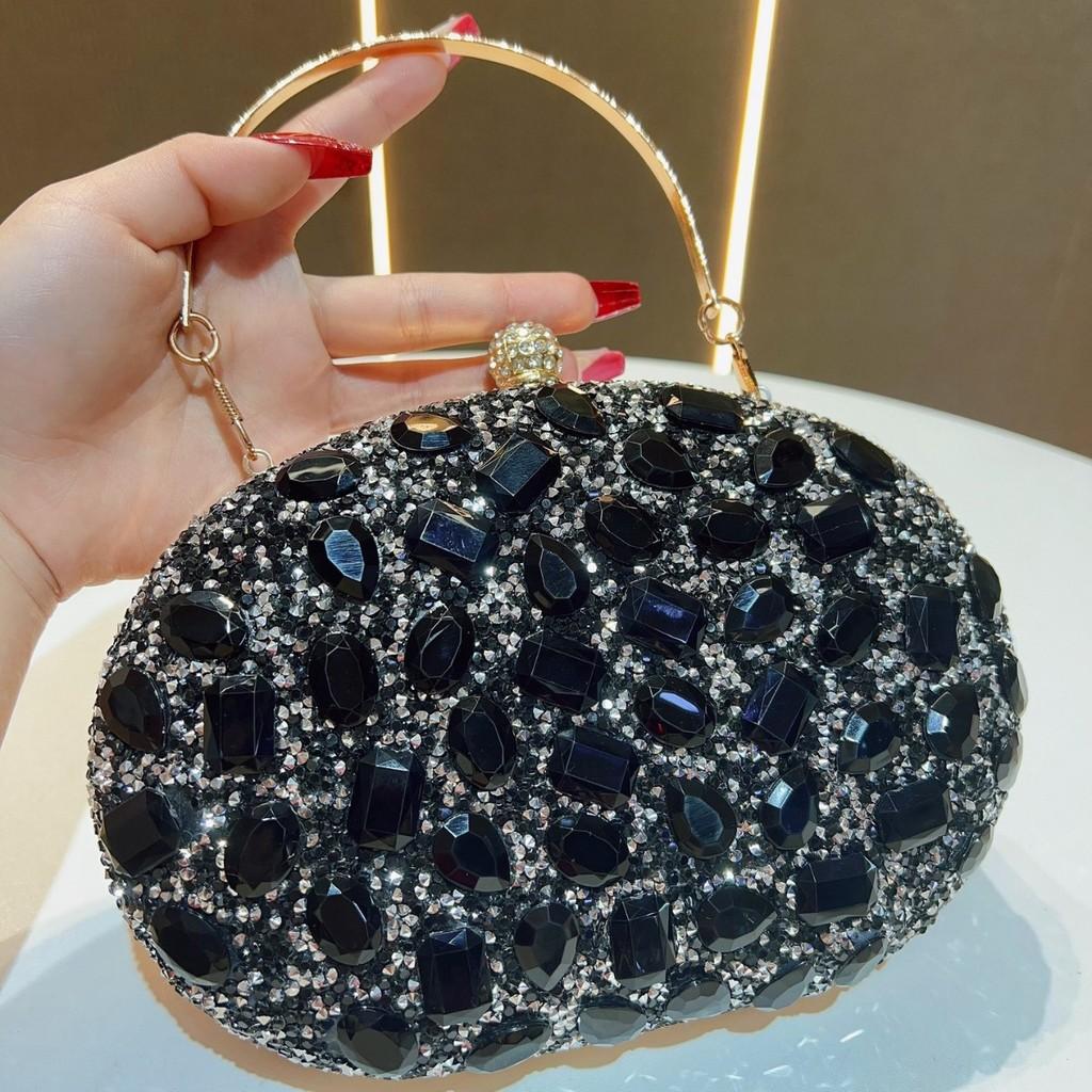 Elegant Polyester Crystal Embellished Evening Clutch For Ladies Formal Events