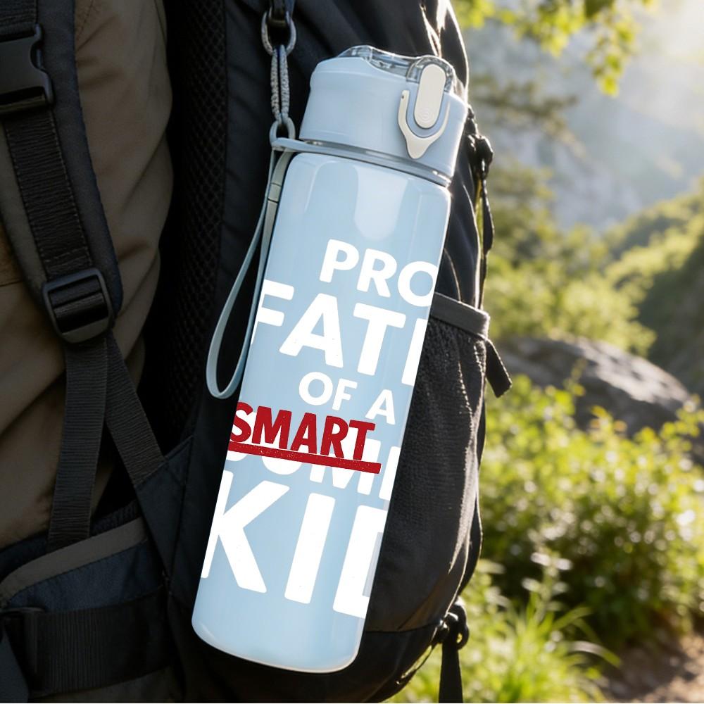 1PC Smart Kids Letter Text 750ml Color Plastic Sports Water Bottle Leakproof Flip Straw Lid Suitable for Sports Office Home Use