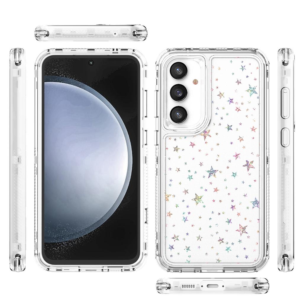 For Samsung Galaxy S24 FE Case Clear Acrylic TPU Hybrid Phone Cover with Laser-printed Film