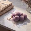 Grape Cluster Bag Charm Plush Keychain for Handbags, Fuzzy with Backpacks Accessory Bow, Decorative Fluffy Ball Keyring and Purses Decoration