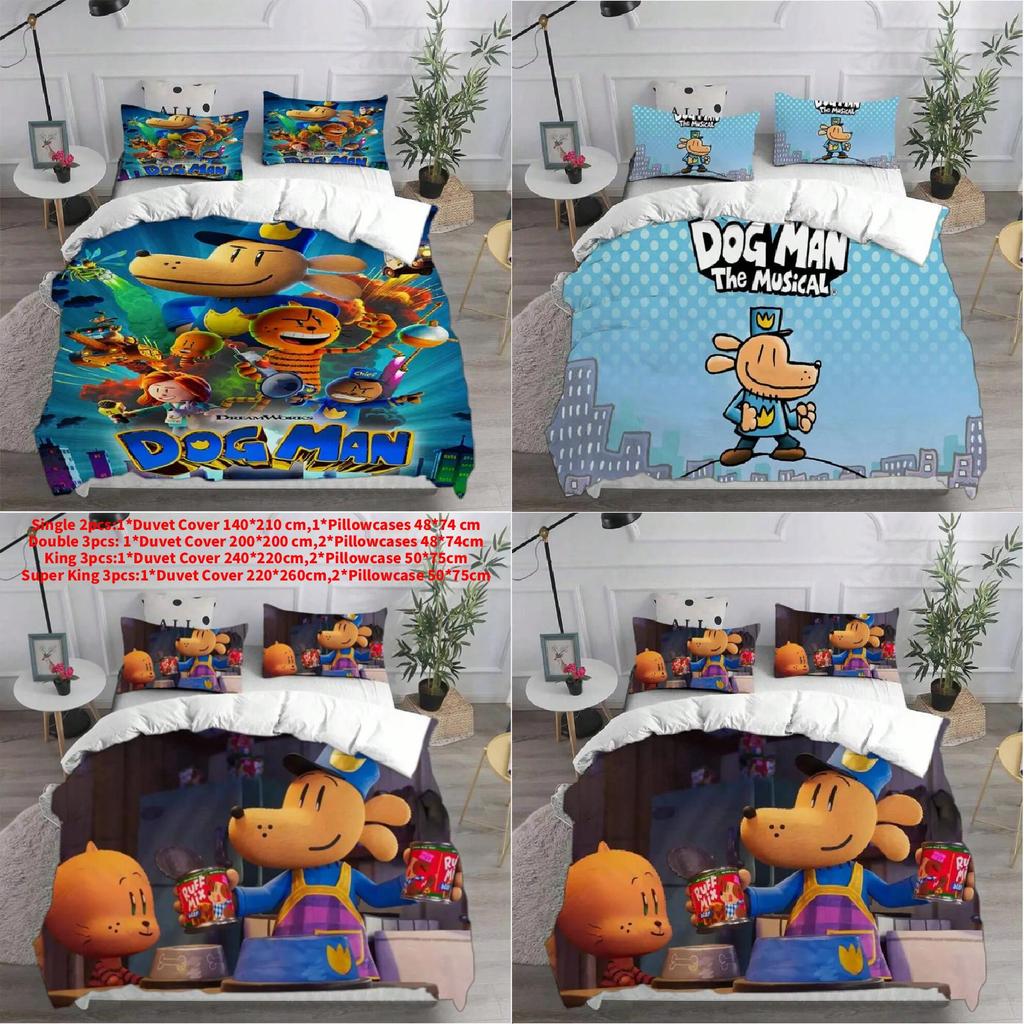 Dog Man Bed Set With Polyester Fabric Modern Minimalist Style For Bedroom Decor