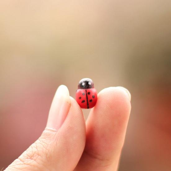 10 Pcs Miniature Ladybug Figurines Tiny Ladybug Animals Statue for Fairy Garden Micro Landscape Decor Cake Topper