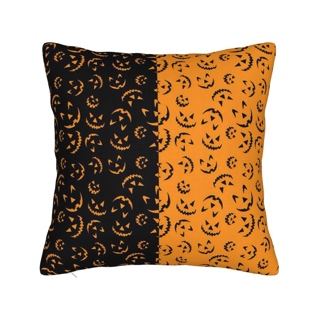 Horror Pumpkin Face Halloween Square Pillow Case Cushion Cover Novelty Zipper Decorative Pillowcase for Home 18"