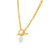 Elegant Baroque Freshwater Pearl Pendant Necklace Double Chain Design Stainless Steel Jewelry Gift For Women