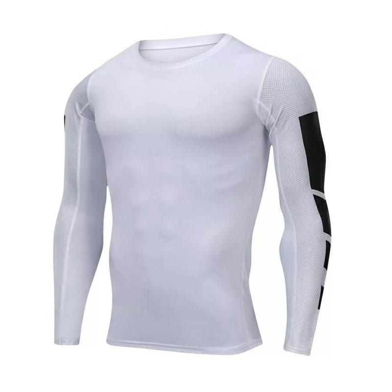 Men s Quick-Drying Compression Sports Long-Sleeve Fitness Top M белый