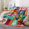 1Pc Nautical Print Flannel Blanket, High quality Comfortable for All Seasons, Home Decor, Warmth and Comfort, Perfect for Christmas Gifts