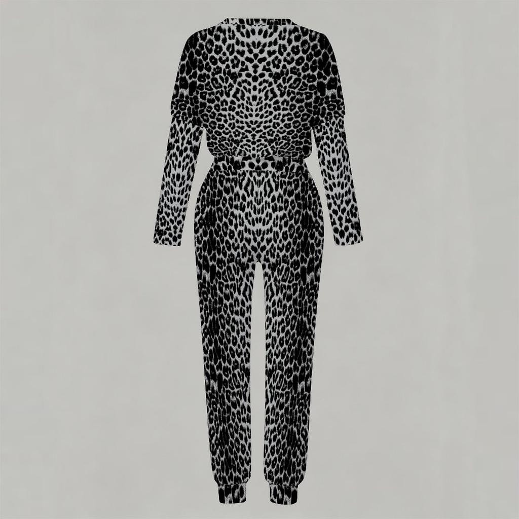 Female Crew Neck Long Sleeve Tunic And High Waist Straight Pants Two Piece Daily Casual Loungewear