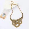 Women's Vintage Ethnic Hollow Knot Drop Pendant Statement Necklace Jewelry