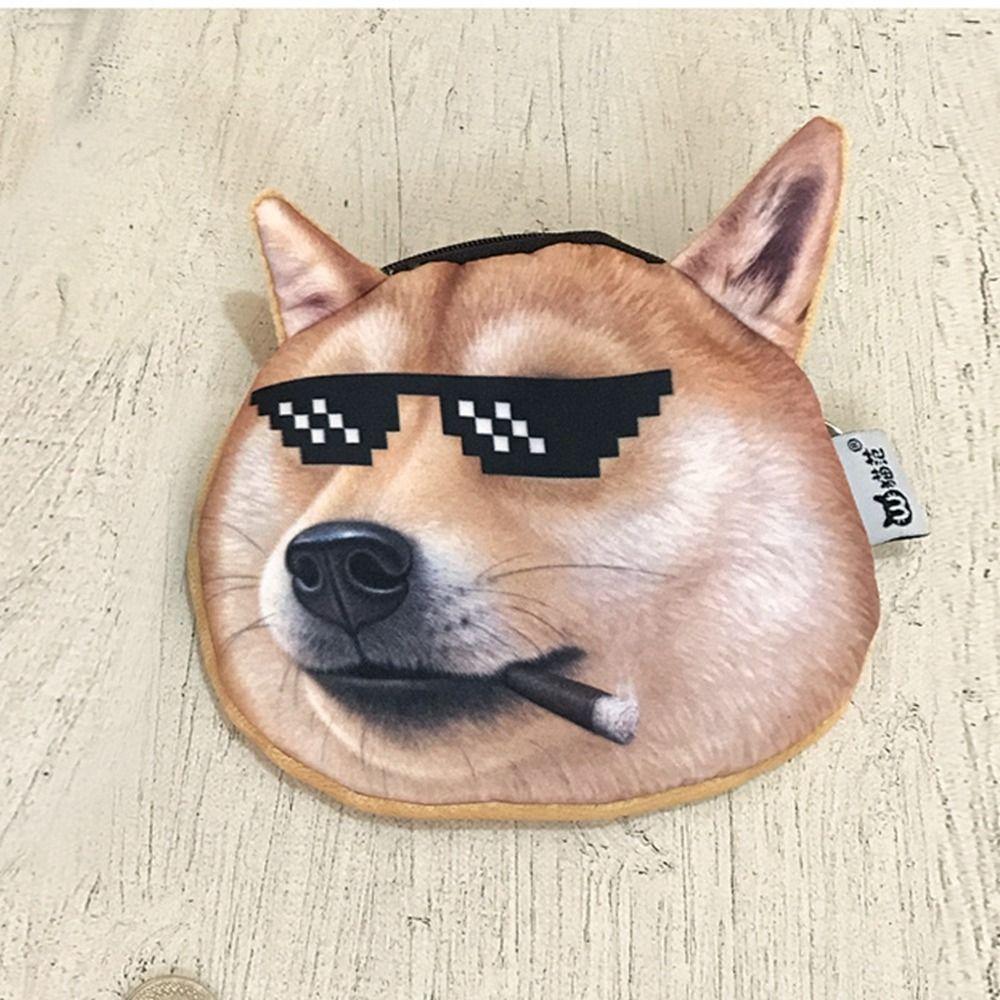 Siberian Husky Change Storage Bag Dog Expression Card Holder Creative Dog Pattern Coin Purse  Women