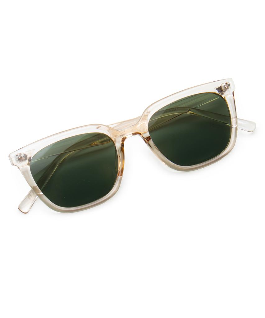 Ssiellonda D102 Uv Protection Square Horn-Rimmed Sunglasses Crystal Beige (Clear Sunglasses)