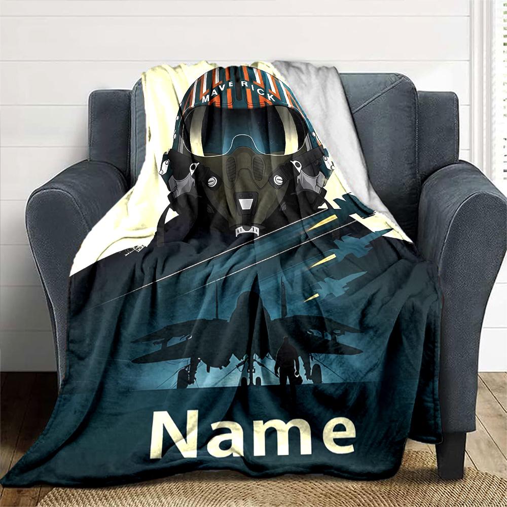 Customiz Name Personality Top Gun Maverick Blanket Soft &Warm Sofa Office Bed Travel Lunch Break Blanket, Gift Suitable All Seasons