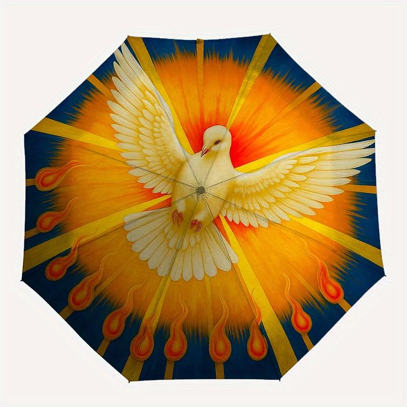 Radiant Dove: A Symbolic Circular ArtworkUmbrella, Portable 3-Fold Compact Umbrella for Men & Women Gift