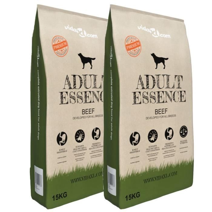 VidaXL Nourriture sèche pour chiens Adult Essence Beef 2 pcs 30 kg