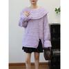 Lotus leaf collar three-dimensional flower butterfly design sense knitted sweater top autumn and winter new loose sweater pullover woman