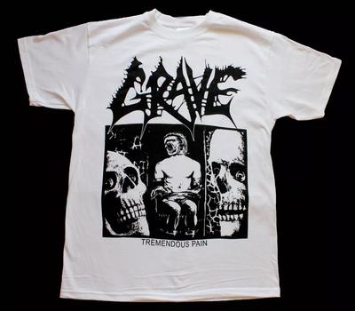 100% Cotton TOPS UNISEX TEES MENS WOMENS 345XL GRAVE TREMENDOUS PAIN'91 DEATH METAL BAND THERION NEW WHITE T-SHIRT