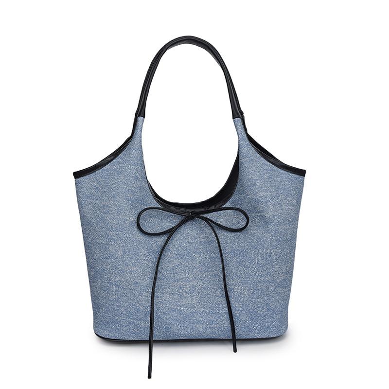 

Премиальная холщовая сумка-тоут через плечо женская 2025 новая нишевая большая вместительная универсальная сумка для поездок синий