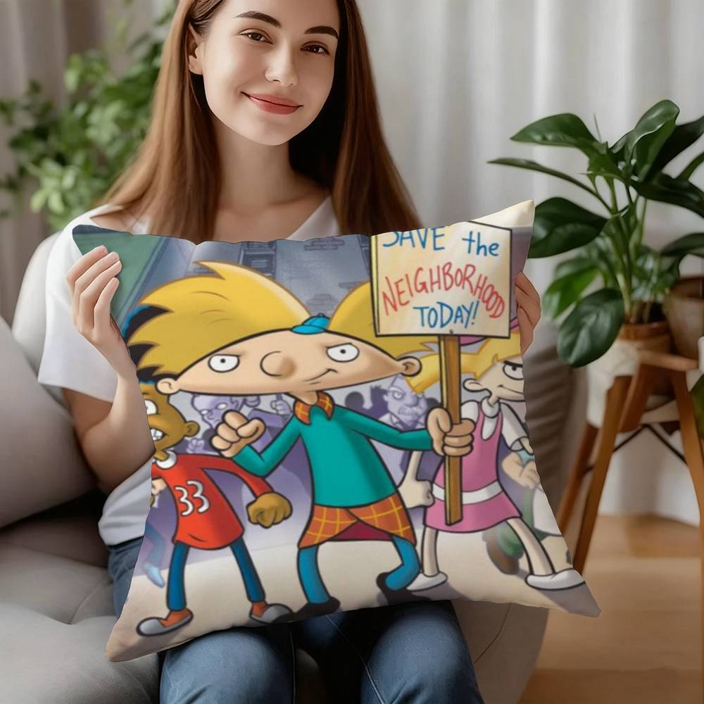 

HOT Cartoon H-Hey ArnoldS Pillow Case Short Plush Sofa Decorative Gift Home Double-sided Printing Cushion 12x12Inch