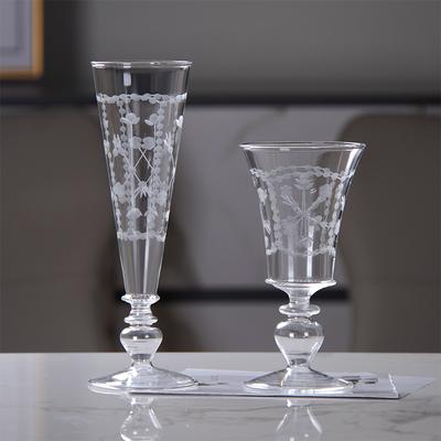 Creative High Footed Glass Cup, Cold Drink Juice Cups, Engraved Champagne Cocktail Glass, High Temperature Resistant Tea Cup