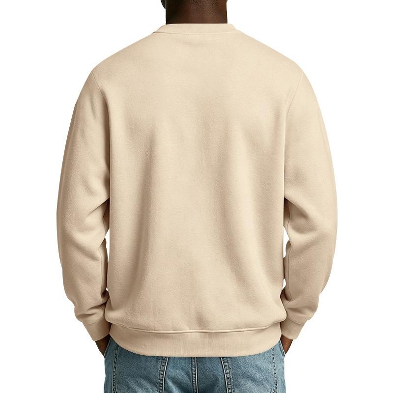 Men S Loose Solid Color Crew Neck Long Sleeve Plus Size Sweatshirt
