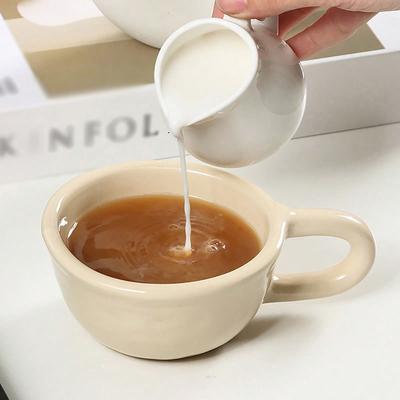 1 stück Keramiktassen Kaffeetassen Handgeklemmt Unregelmäßige Blume Milch Teetasse im koreanischen Stil Haferflocken Frühstücksbecher Trinkgeschirr Küche