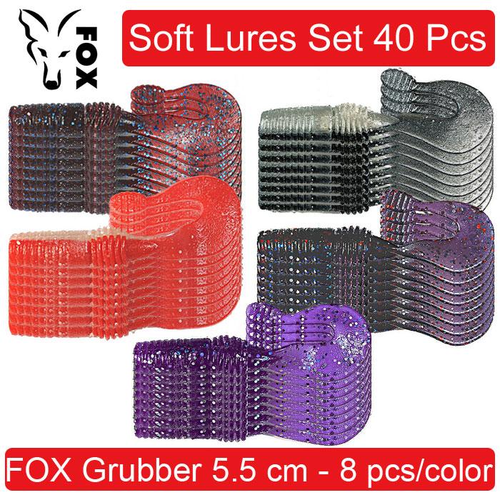 

Soft Lures Set FOX GRUBBER #2, 55 mm, Набір силіконових приманок для риболовлі, твістери - 40 шт. 40 pcs