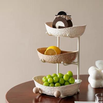 Fruit Bowl Basket for Kitchen Counter Ceramic Decrative Serving Bowl 3 Tier Kitchen Decor Organizers and Storage for Farmhouse