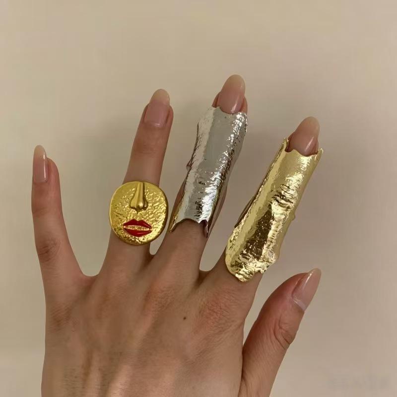 [Texture Metal] Irregular Joint Ring Hip Hop Texture Armor Full Finger Protection Joint Ring