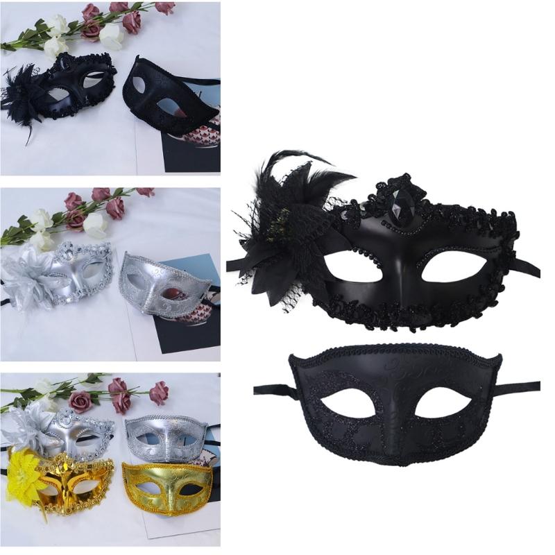 2 Pcs Venetians Mask Half Face Mask Halloween Mask Costume Mask Masquerade Mask Party Mask Mardi Gras Mask for Carnivals