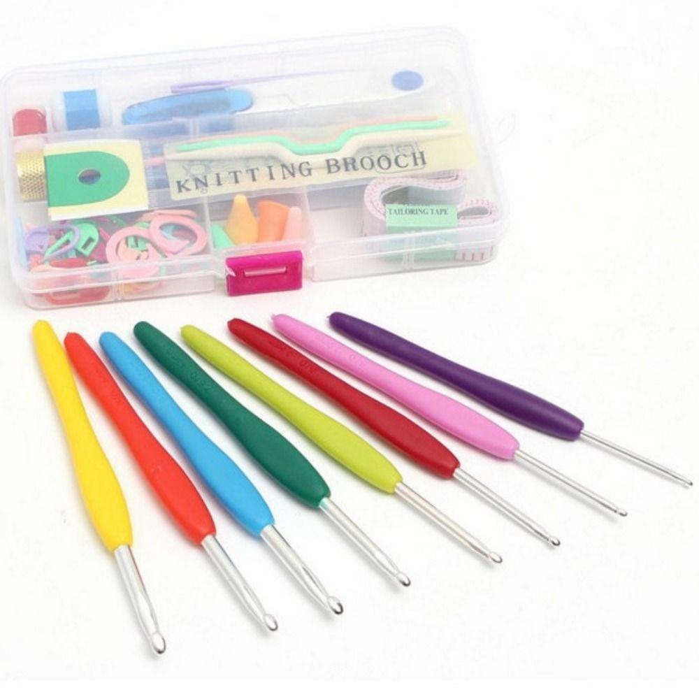 53PCS Mixed Color Crochet Hooks Kit with Box DIY Weaving Tools Useful Knitting Needles  Home Use