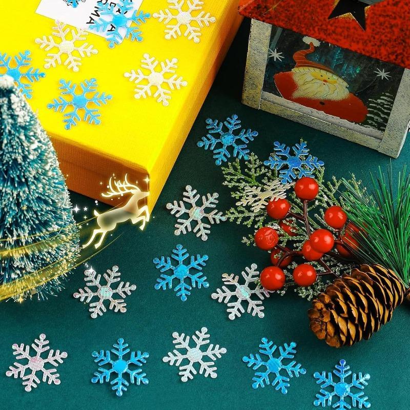 300Pcs 2Cm Christmas Snowflakes Confetti Xmas Tree Ornaments Christmas Decorations For Home Winter Party Cake Decor Supplies