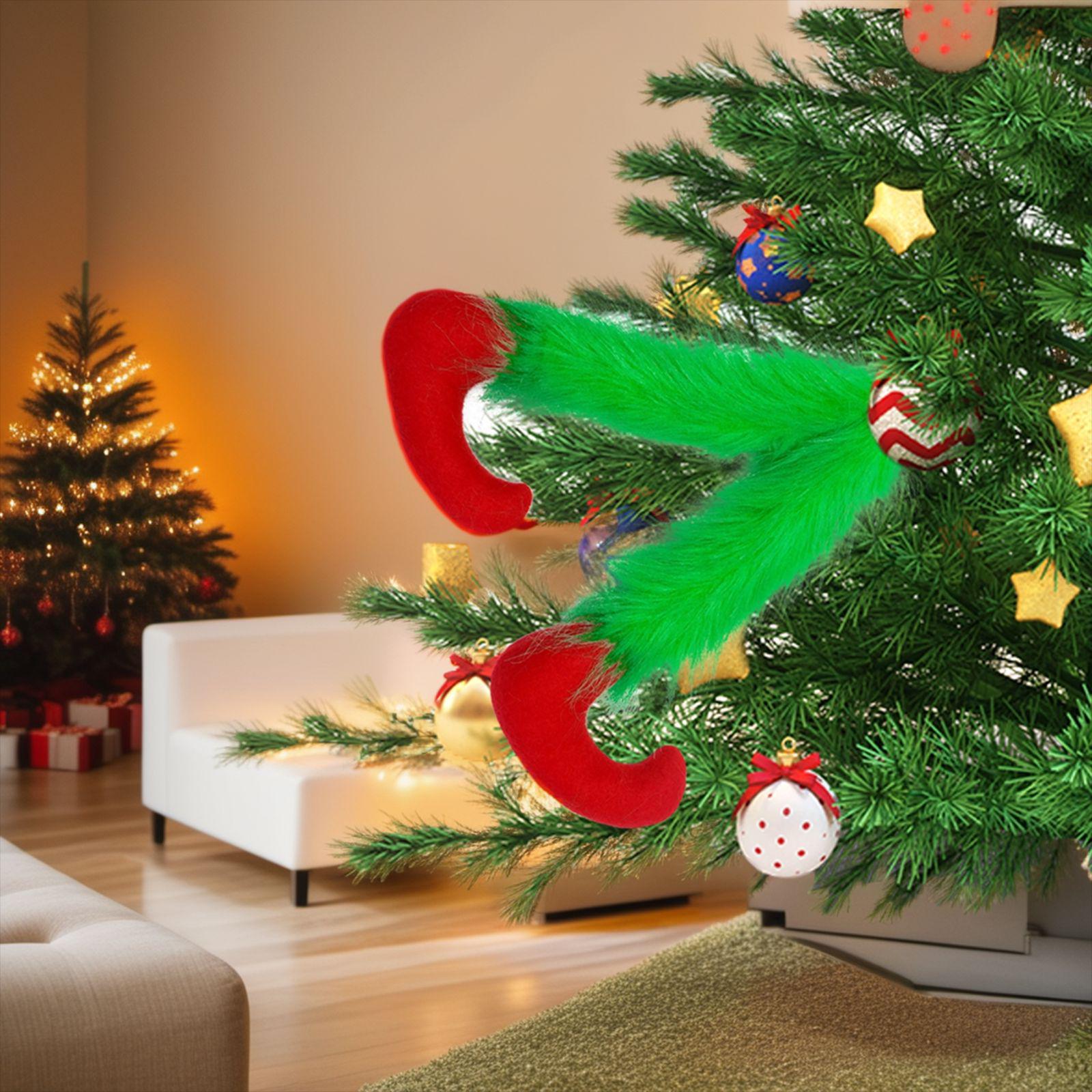 Grinch Green Fake Leg Christmas Tree Decoration - Elf and Santa Claus Legs