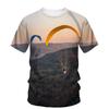 Tricou cu Model Parapantă Parapantă pentru Bărbați Sky Scape Imprimat 3D Mânecă Scurtă Modă de Vară Tricouri Street Gât Rotund