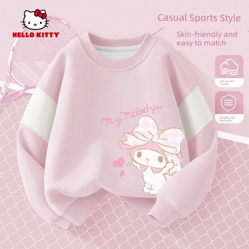 Hellokitty Girls' Sweatshirt, Spring and Autumn Style, Pink Children's Top, Early Spring Children's Clothing, Girls' Long-Sleeved Base Shirt