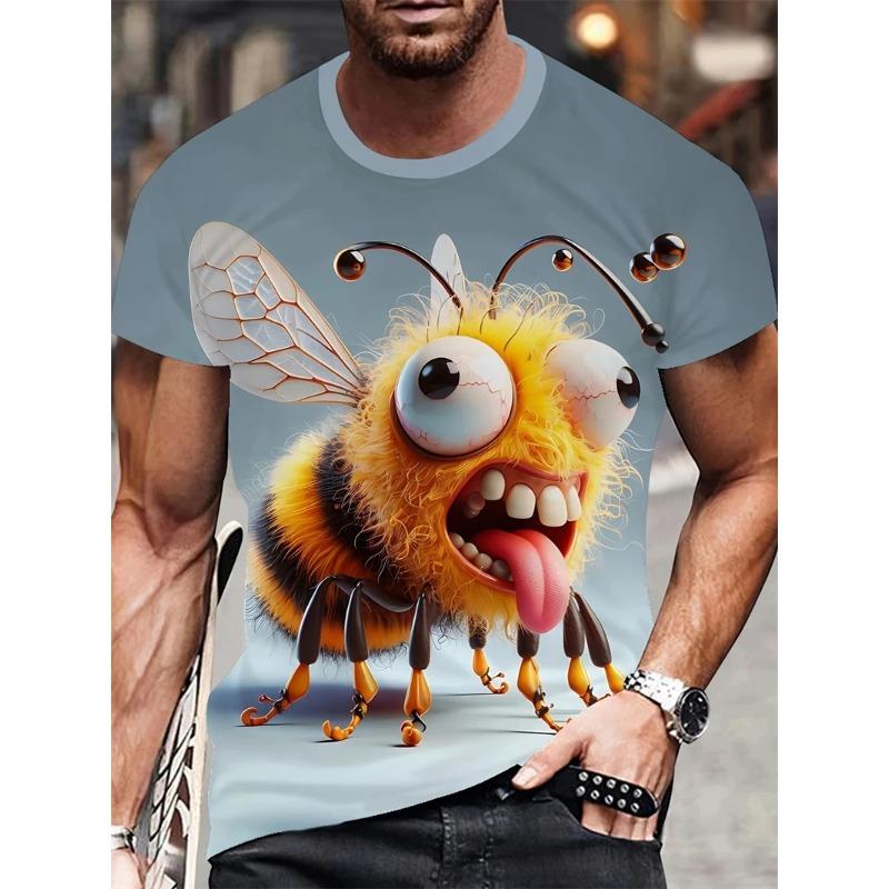 Animal Pattern 3d Printed T-Shirts Summer Casual Round Neck Short Sleeve Men's T-shirts
