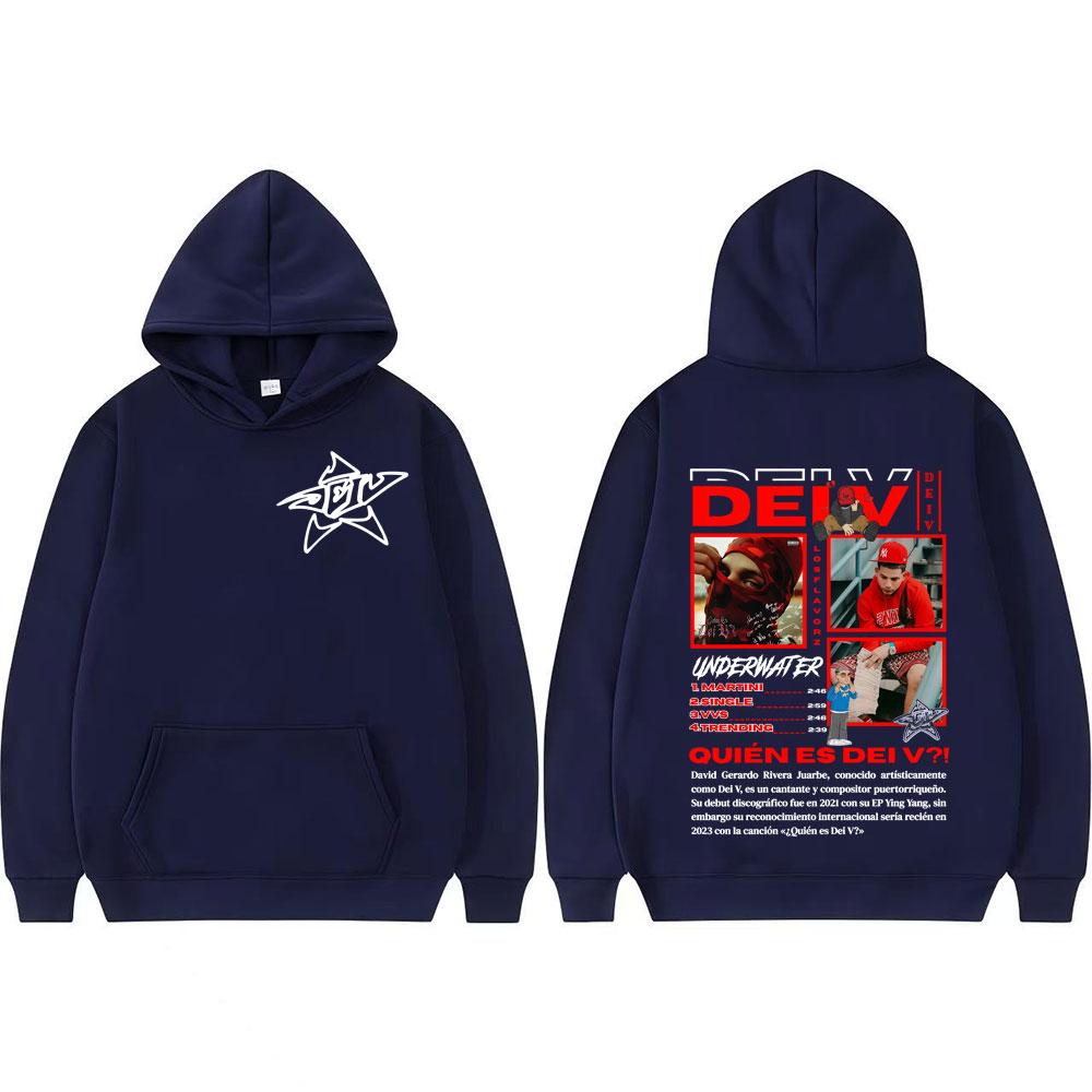 Rapper Quien Es Dei V? Underwater Tour Graphics Hoodie Men's Clothing High Quality Pullover Retro Street Long Sleeve Sweatshirts