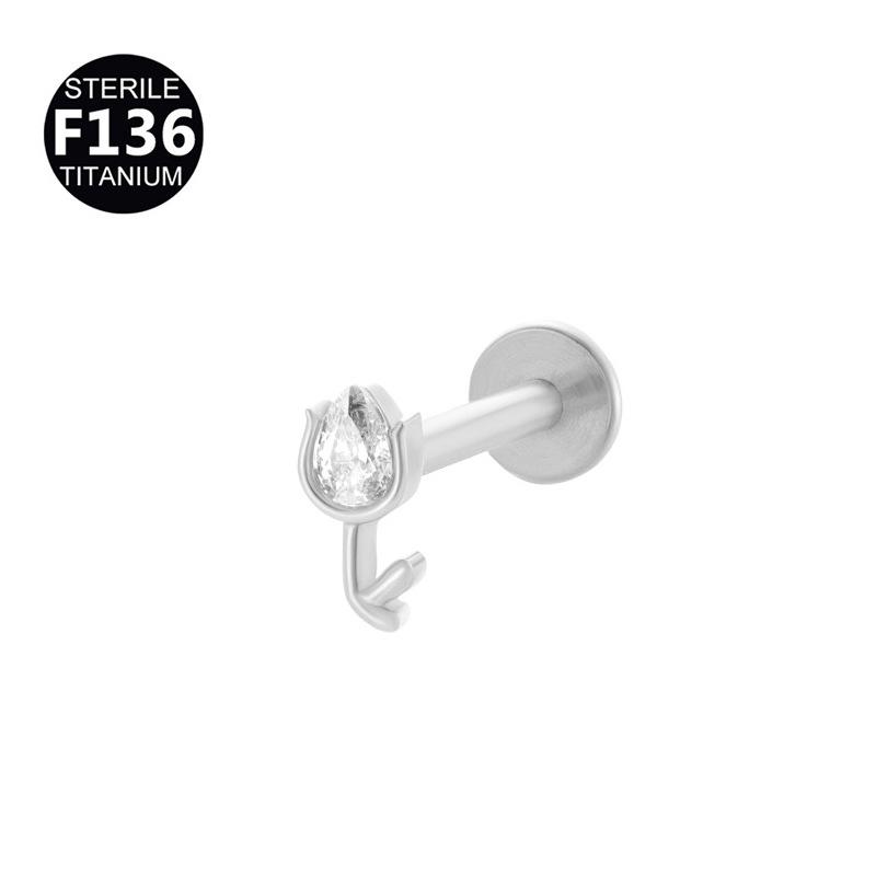 F136 Titanium Zircon Pendant Tragus Stud Cartilage Piercing Jewelry