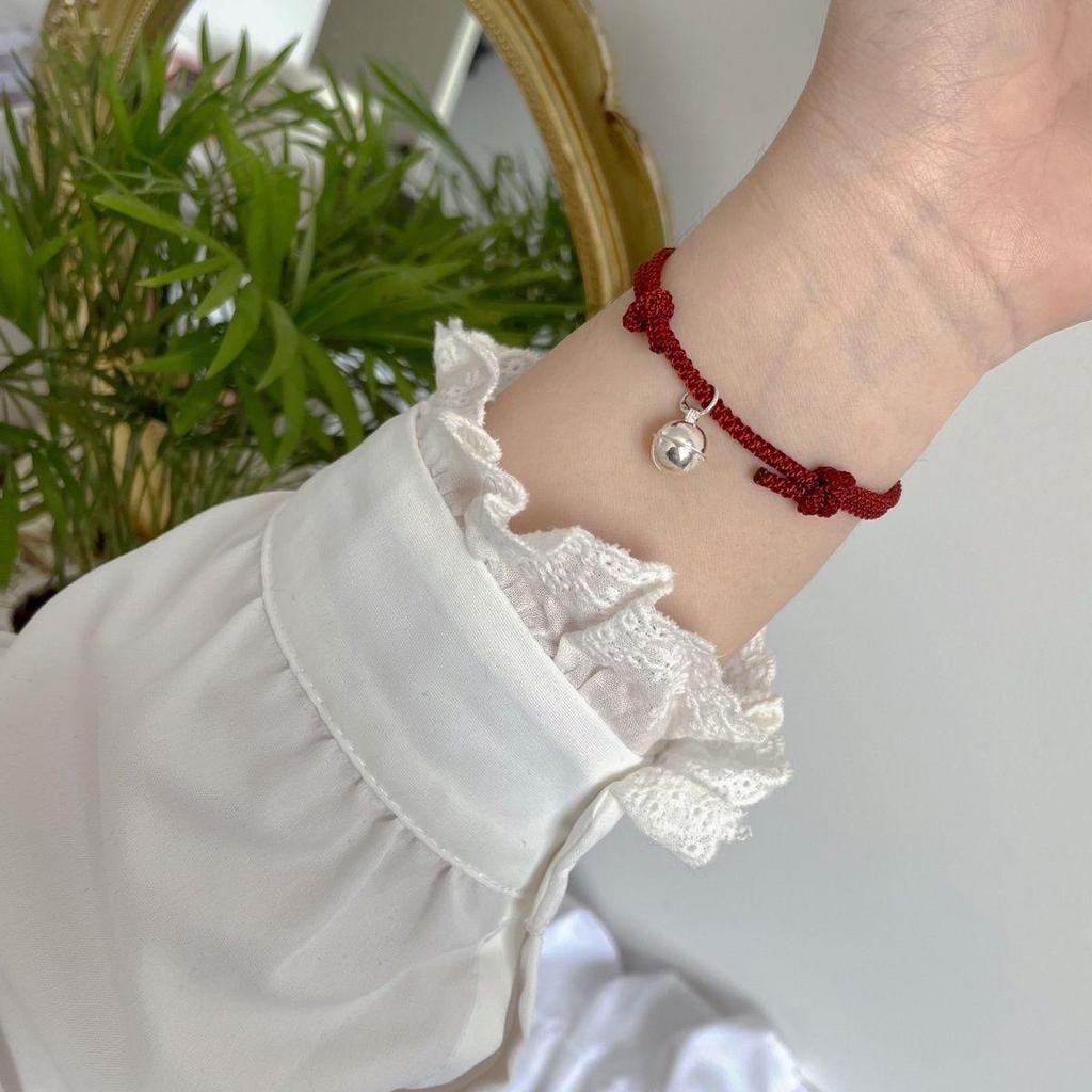 Red String Jingle Bell Bracelet - Wine Red, Unisex: Perfect for Couples, Best Friends, and Students. Simple yet Elegant Design.
