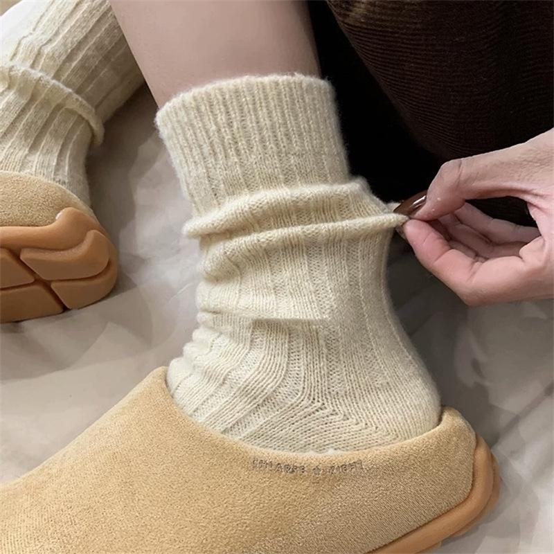 Pink Australian Fleece Socks Thickened Warm Socks Cartoon Striped Cute Plush Floor Socks