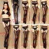 Lingerie Sexy en filet pour femmes, haut en dentelle, porte-jarretelles, bas de cuisse, collants