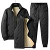 New Men's Warm Lambskin Vest Jacket with Ultrasonic Cotton Pants for Autumn and Winter
