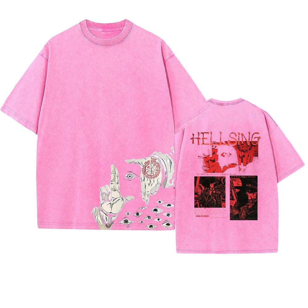 Alucard Hellsing Manga Graphic Tshirt Men Women Clothing Vintage Washed Oversized T Shirt Summer Cotton Short Sleeve Tees Tops