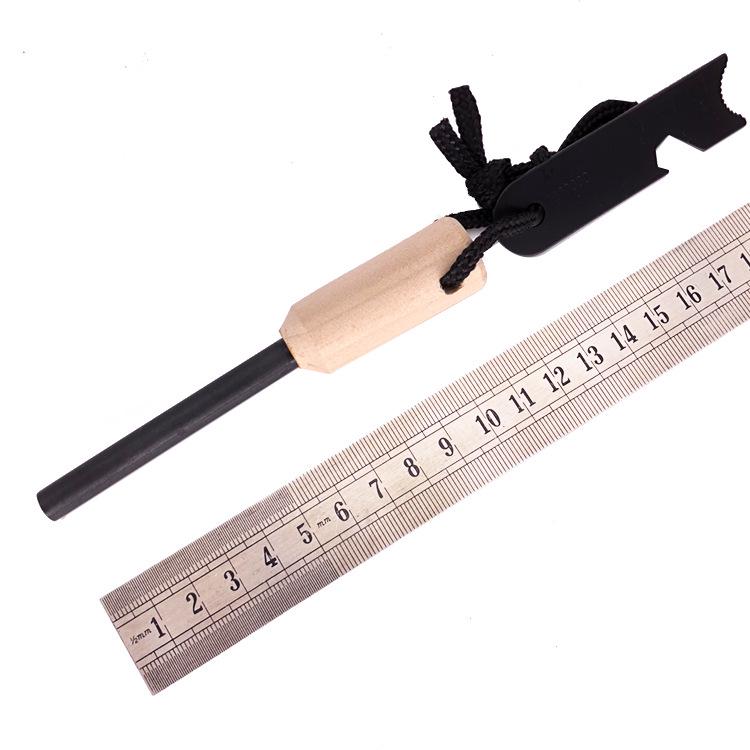 Large Outdoor Magnesium Fire Starter Stick with Wood Handle for Survival Wood Handle Fire Starter