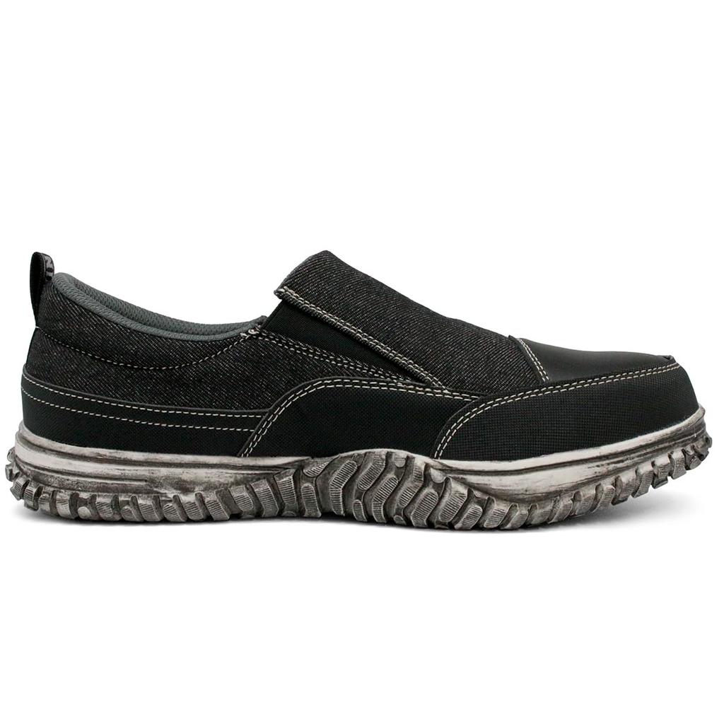 Edwin Lightweight Safety Wide Steel Toe Stylish Denim Laceless Work Black Size Men's Sneakers/Slip-Ons, Toe, Cap, Shock-Absorbing Sole, Non-Slip,