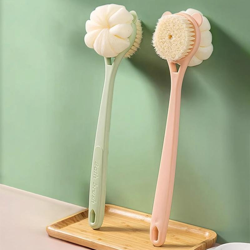 Long Handle Bath Brush Double-Sided Scrubbing Shower Towel Back Scraper Detachable Strong Bath Soft Bristle Washing Brush