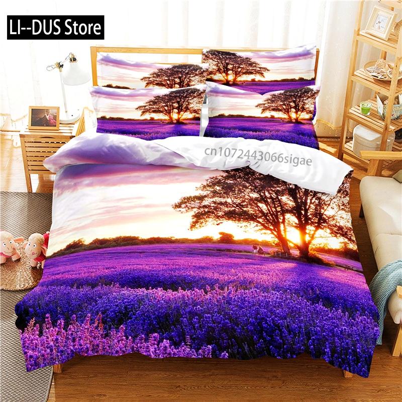 Comforter Lavender Manor Bedding Set 3D Bedding Digital Printing Queen Size Bedding Set Fashion Design