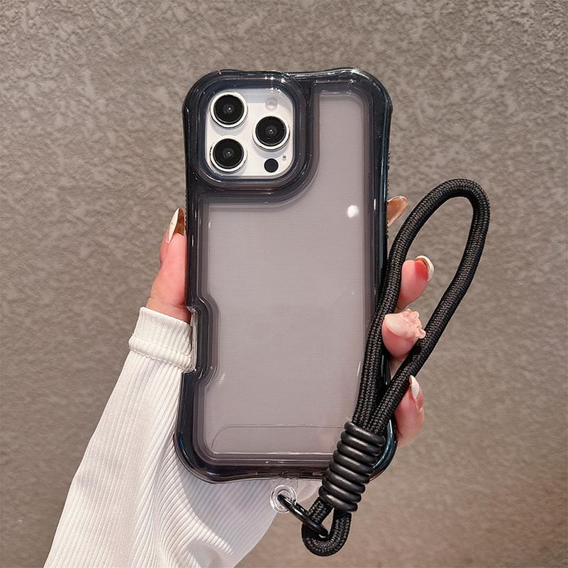 3-in-1 Thick Four-corner Airbag Anti-drop Hand Lanyard Case For iPhone 16 Pro Max 16e 15 + 14 Plus 13 12 11 Protect Cover