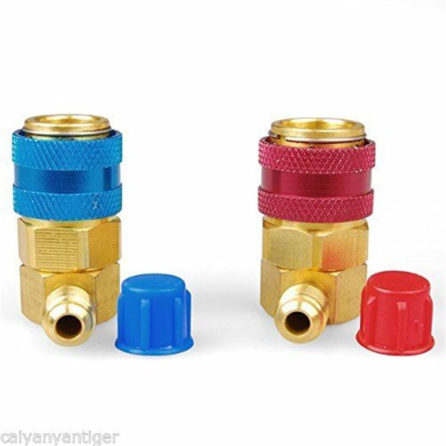 Pair Car A/C R134a High Low Side Quick Coupler SAE Fitting Adapter