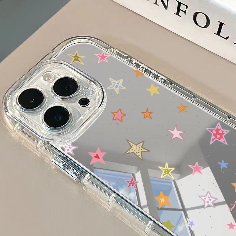 Fashion Colorful Star Pattern Phone Case For iPhone 17 Pro 16 15 14 13 12 11 Pro Max 7 8 Plus XR X XS 16E Luxury Mirror Cover