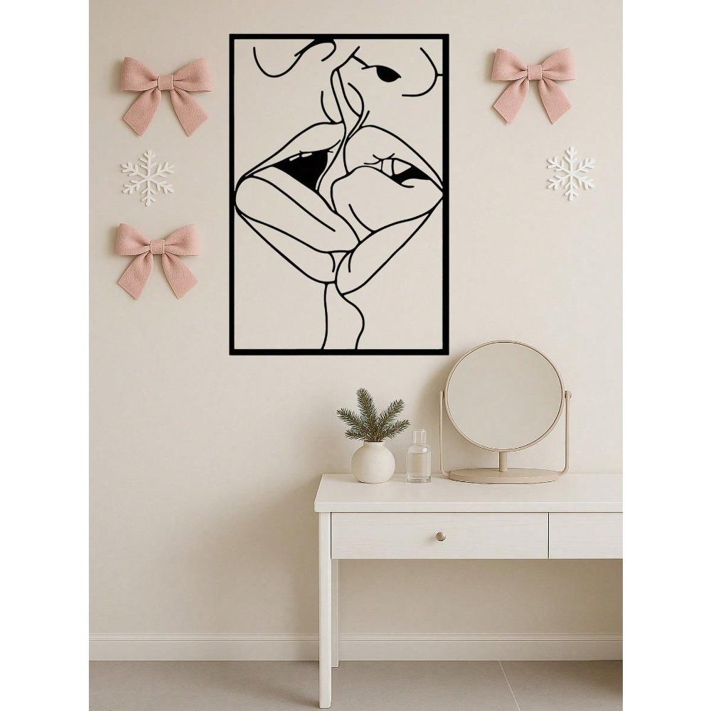 Romantic Kiss Metal Wall Art Laser Cut Couple Silhouette Wrought Iron Home Decor Bedroom Anniversary Valentine Gift